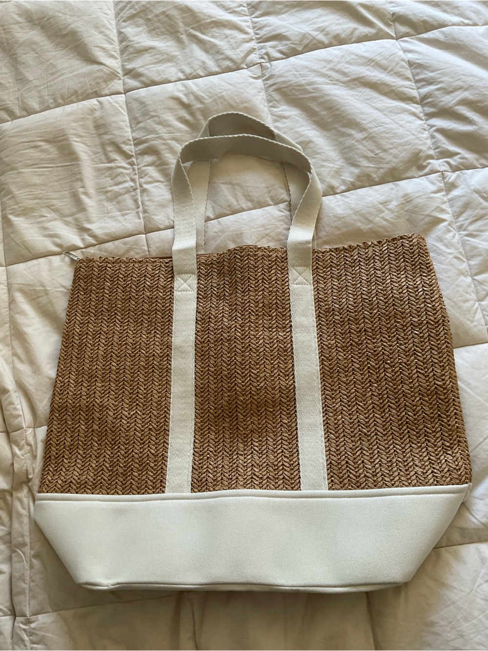 Show Me Your Mumu - Woven Straw Tote with Cream Trim